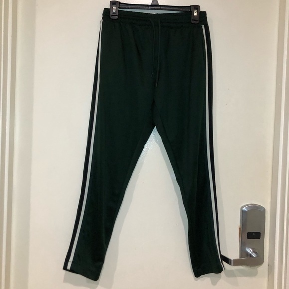 Zara Man Green & White Striped Jogger Pants Size Medium - Picture 1 of 9